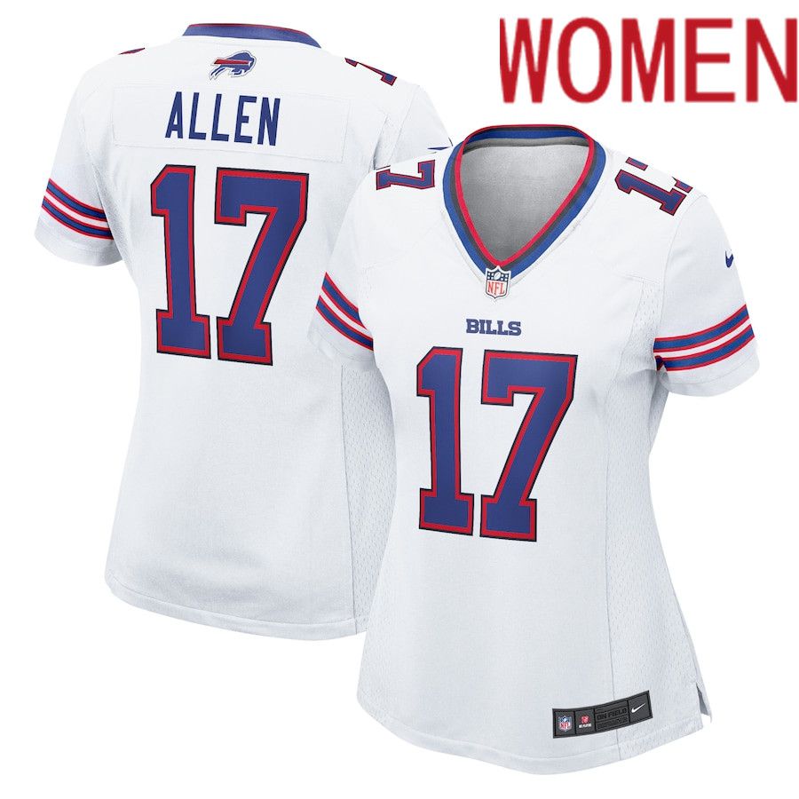 Women Buffalo Bills 17 Josh Allen Nike White Game Player NFL Jersey